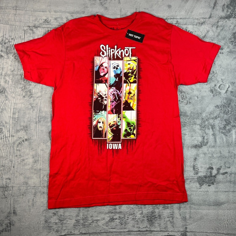 Slipknot T Shirt Mens Large Red Band Rock Metal Iowa Music Graphic Print Cotton